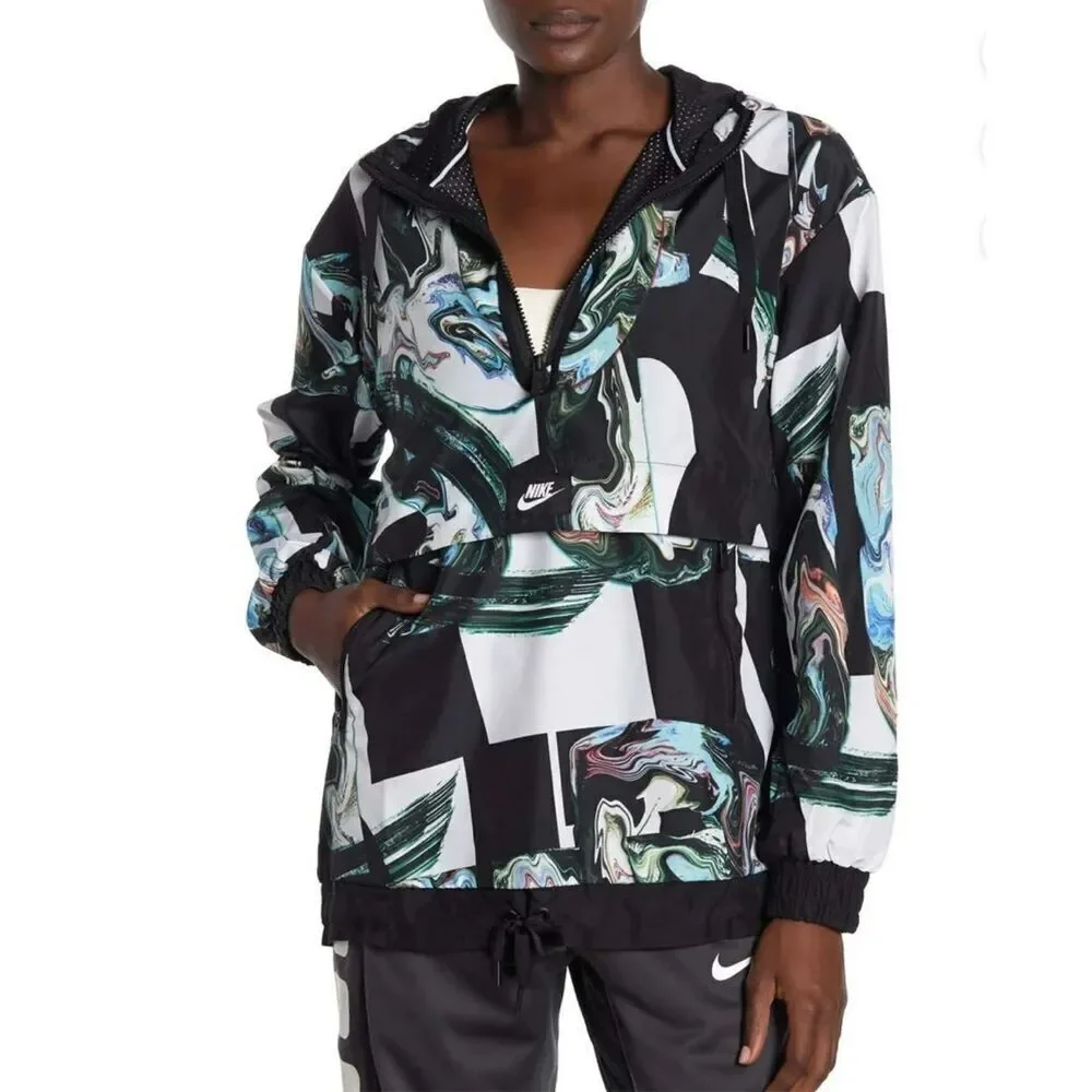 Nike Women's Marble Print 1/2 Zip Tech Sport Jacket Size XS